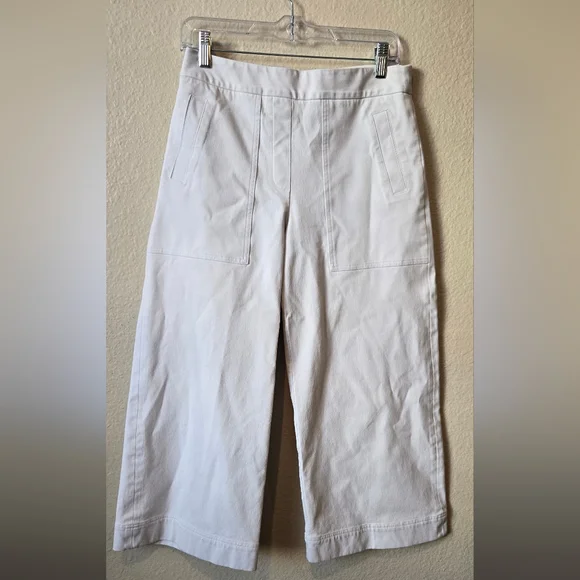 ▪️SPANX On-The-Go Cropped Wide Leg Pants in Classic White M Petite #93 - Picture 4 of 13